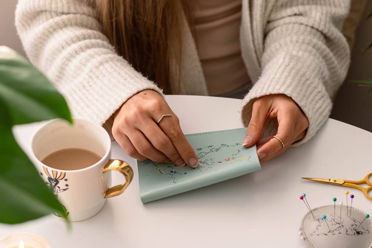 Stitch Where You've Been Passport Cover Kit - Mint Leather