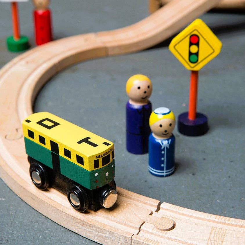 Wooden Mini Melbourne Tram Push Along Toy