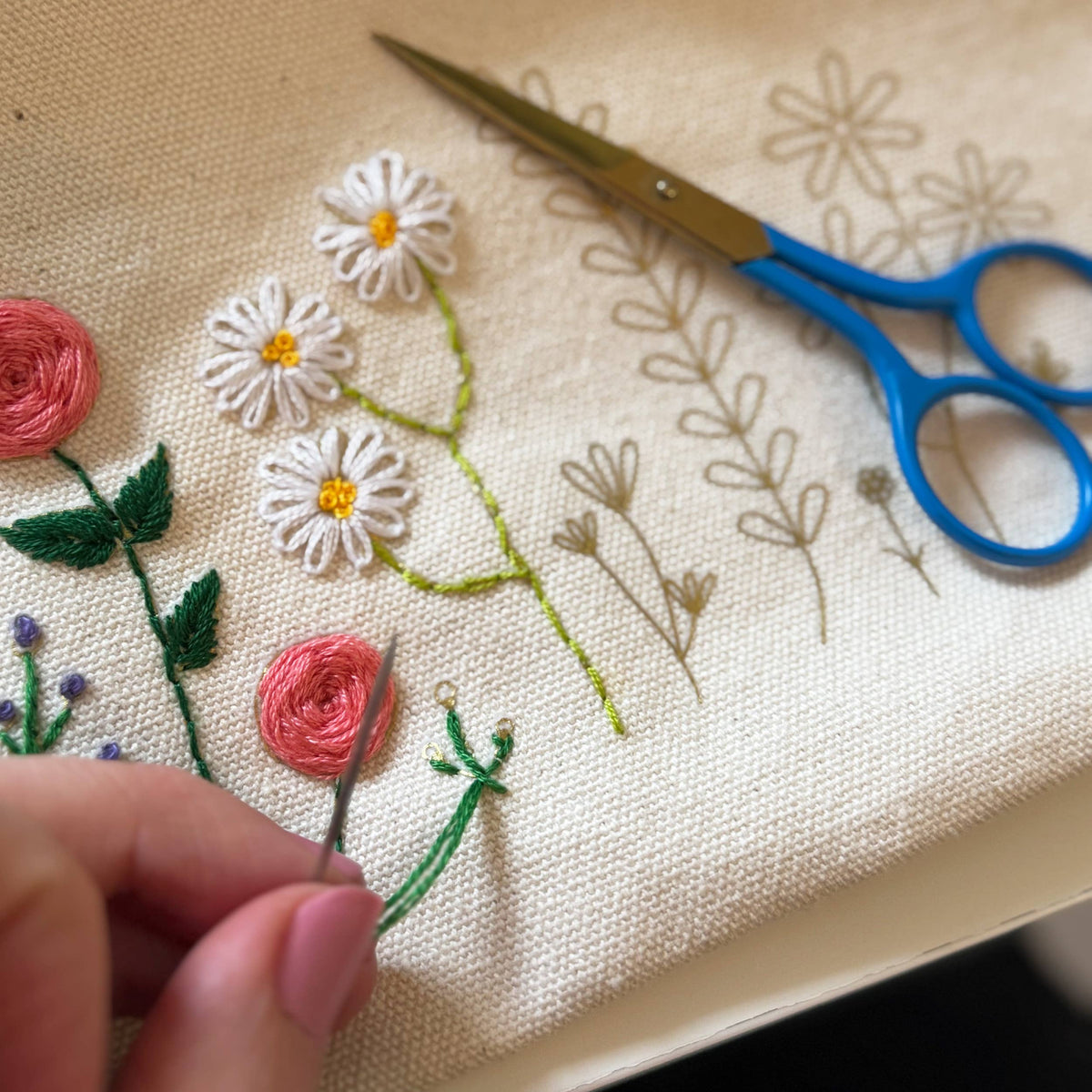 Stitch Your Flowers Zip Pouch - Embroidery Kit
