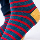 BILLYBELT Combed Cotton Socks - Navy and Red Stripes