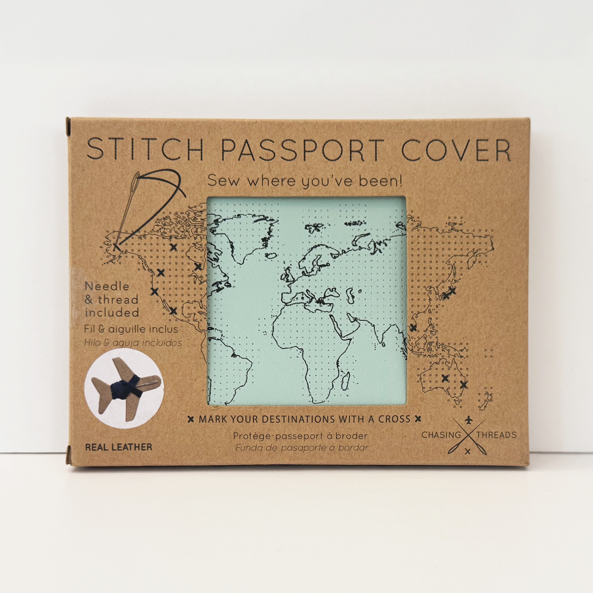 Stitch Where You've Been Passport Cover Kit - Mint Leather