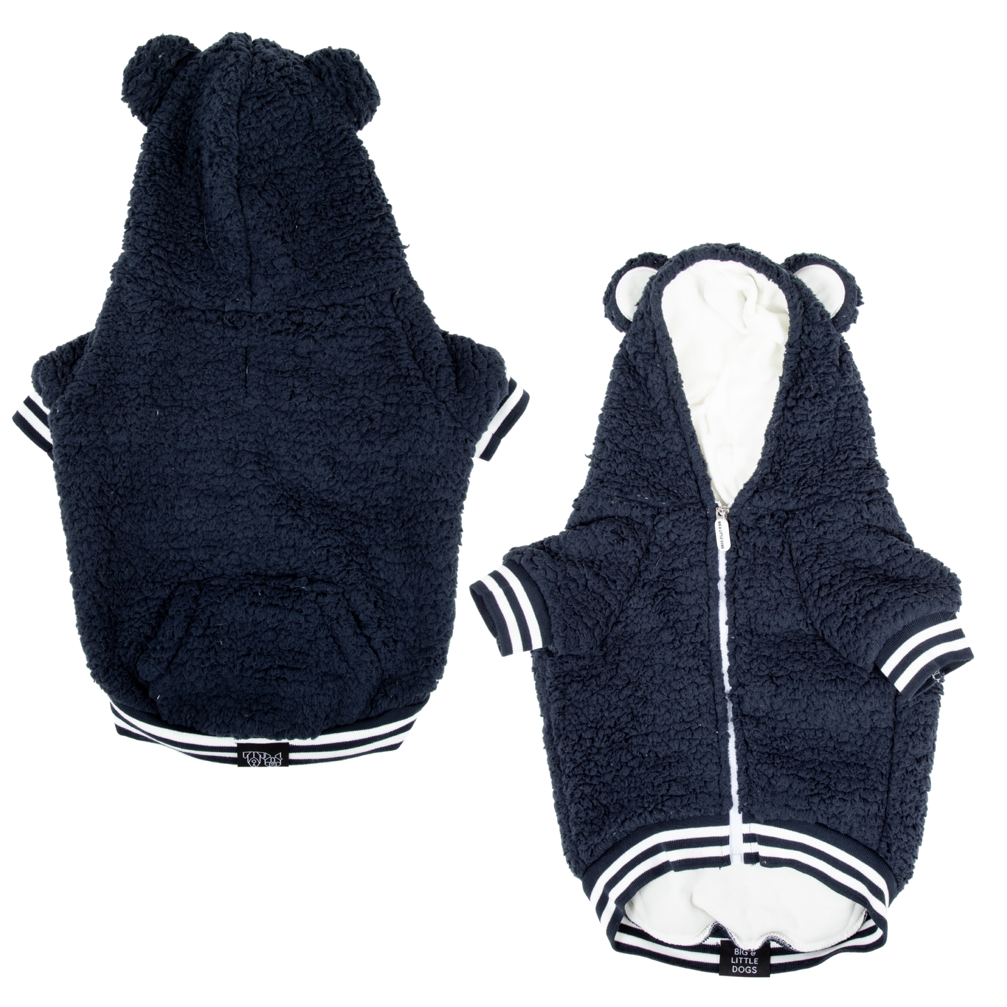 Navy Teddy Hoodie Dog Jumper