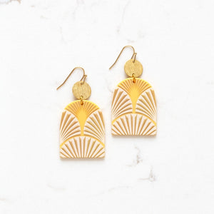 Golden Art Deco Dangle Earrings