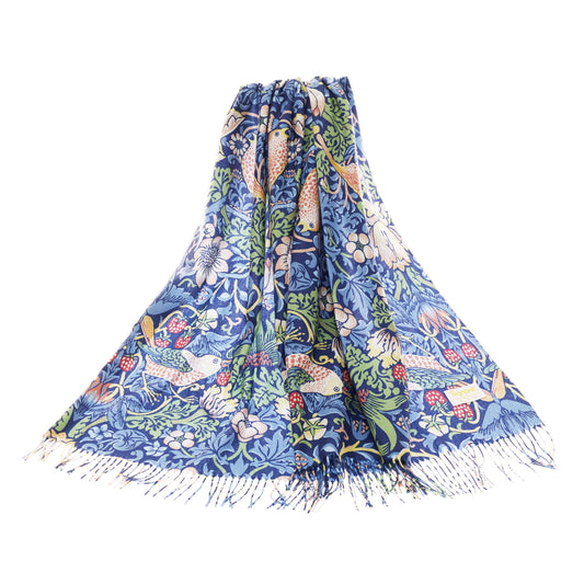 William Morris Strawberry Thief Blue Pashmina