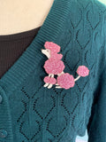 Glittery Pink Poodle Brooch