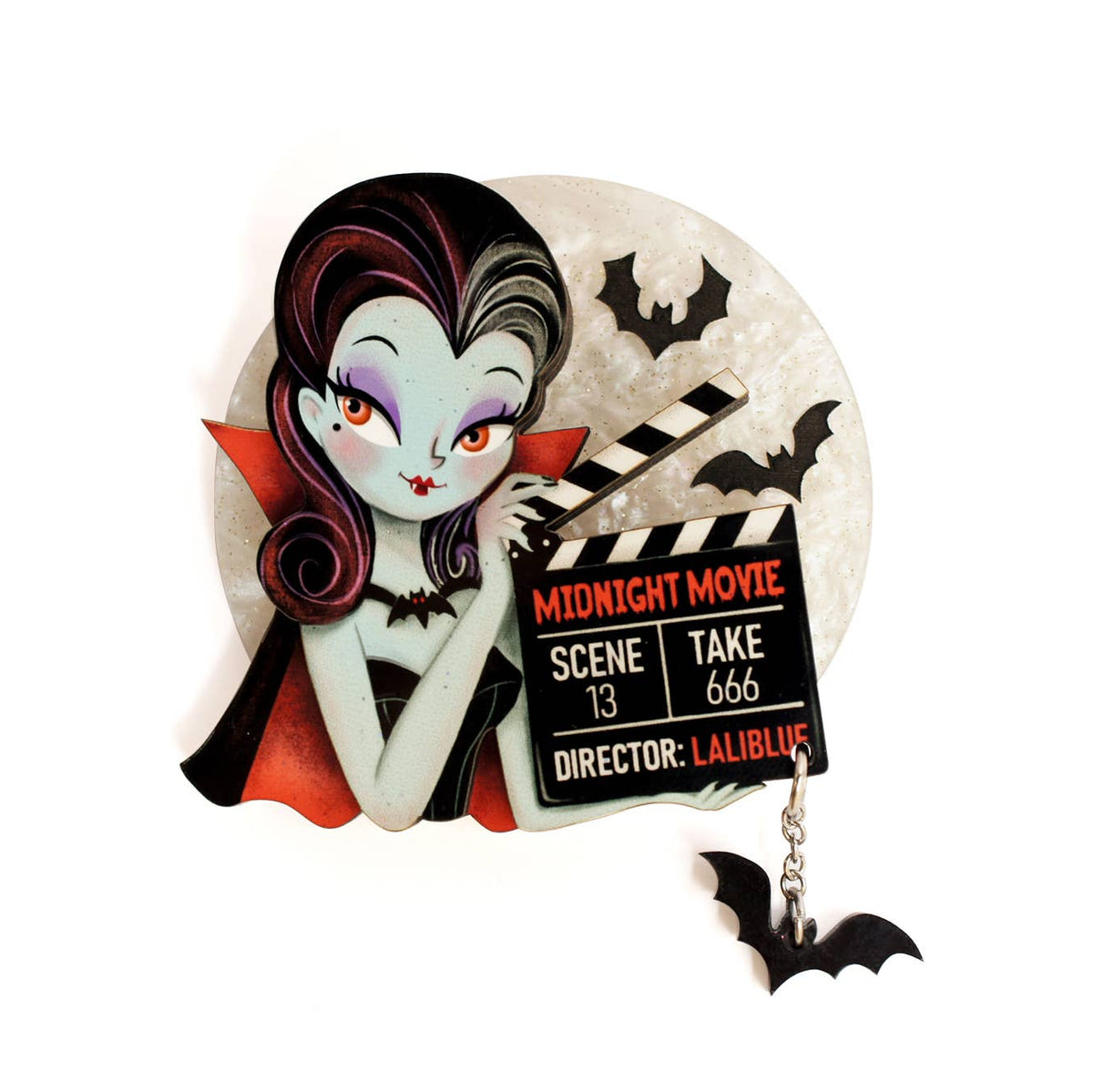 Vampira with Clapperboard Brooch