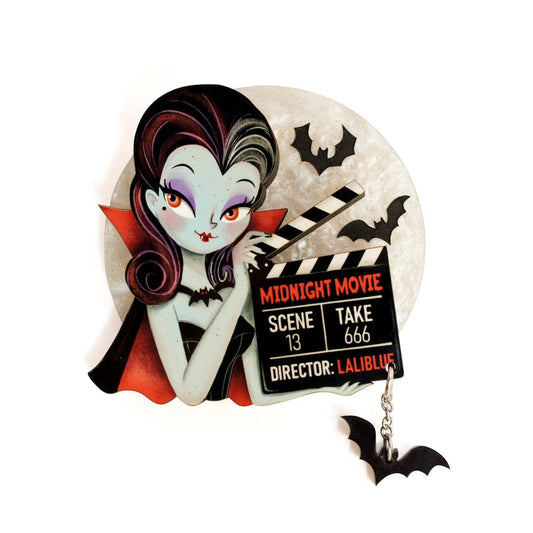 Vampira with Clapperboard Brooch