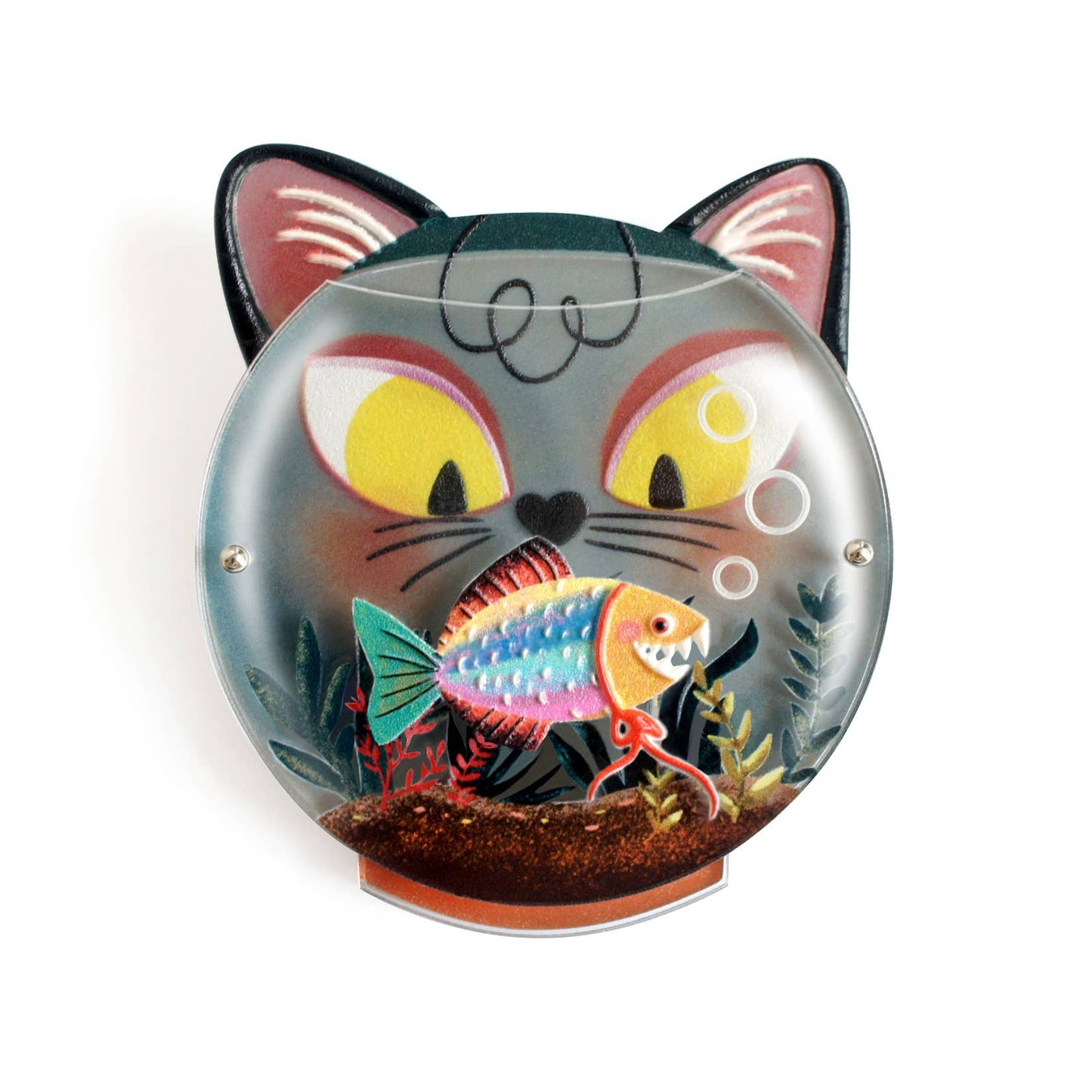 Fishbowl with Cat Brooch