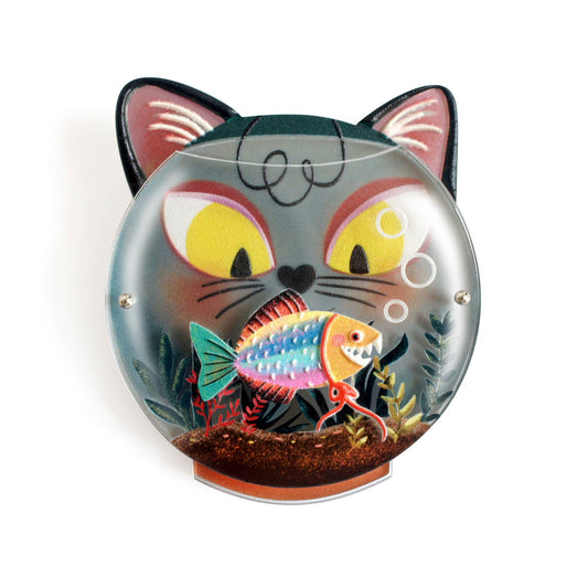 Fishbowl with Cat Brooch