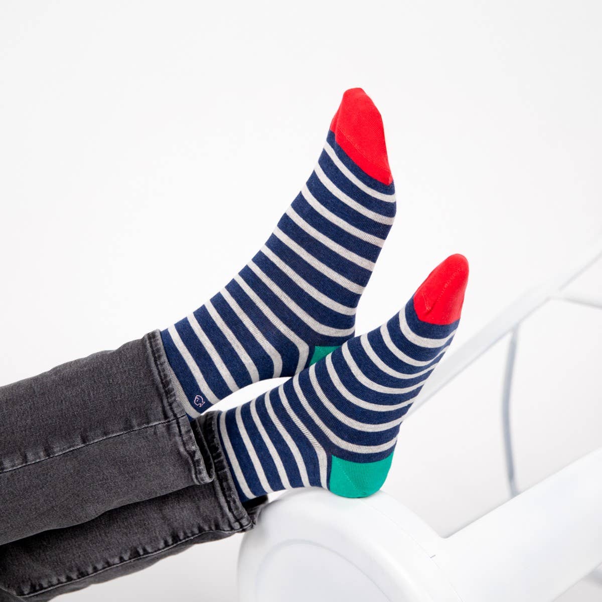 BILLYBELT Stripe Socks - Navy with White Stripe