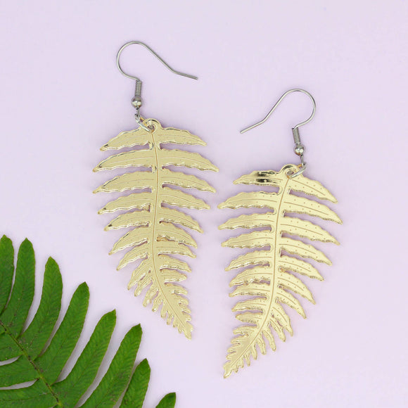 Gold Fern Earrings