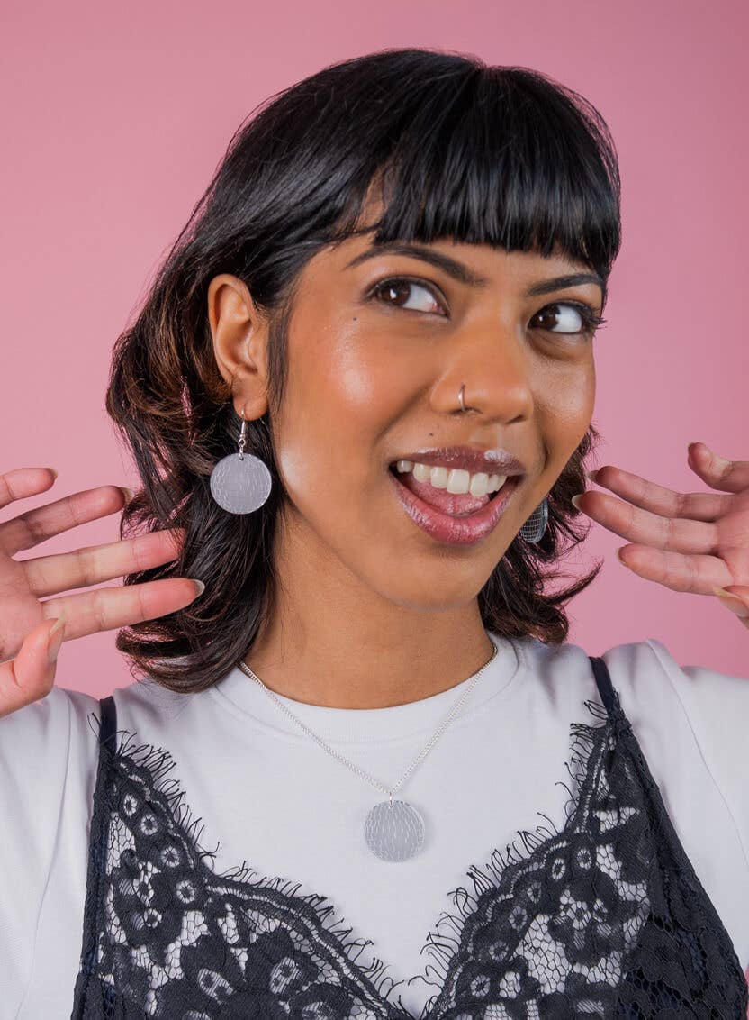 Disco Ball Earrings - Silver Mirror