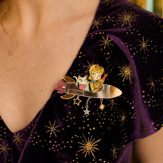 Space Rocket Brooch