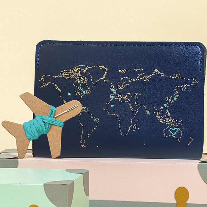 Stitch Where You've Been Passport Cover Kit - Vegan Navy