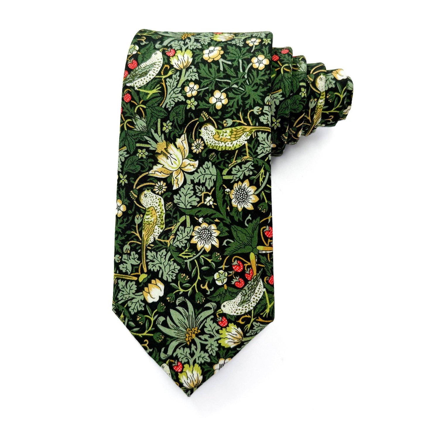 Strawberry Thief Forest Green Cotton Tie