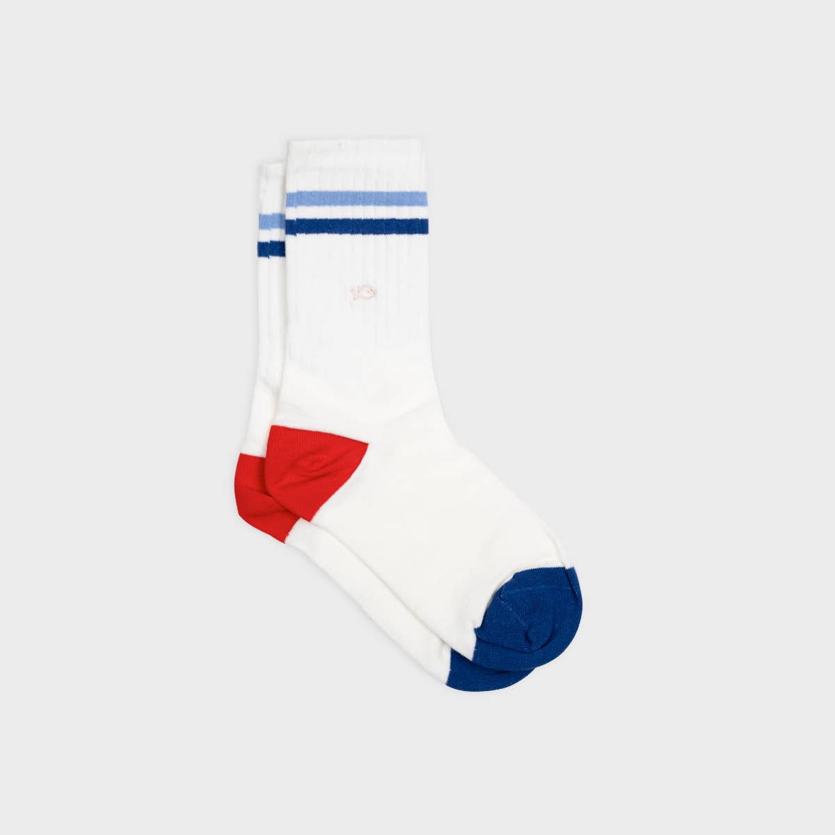 BILLYBELT Retro Socks - White with Blue Stripe