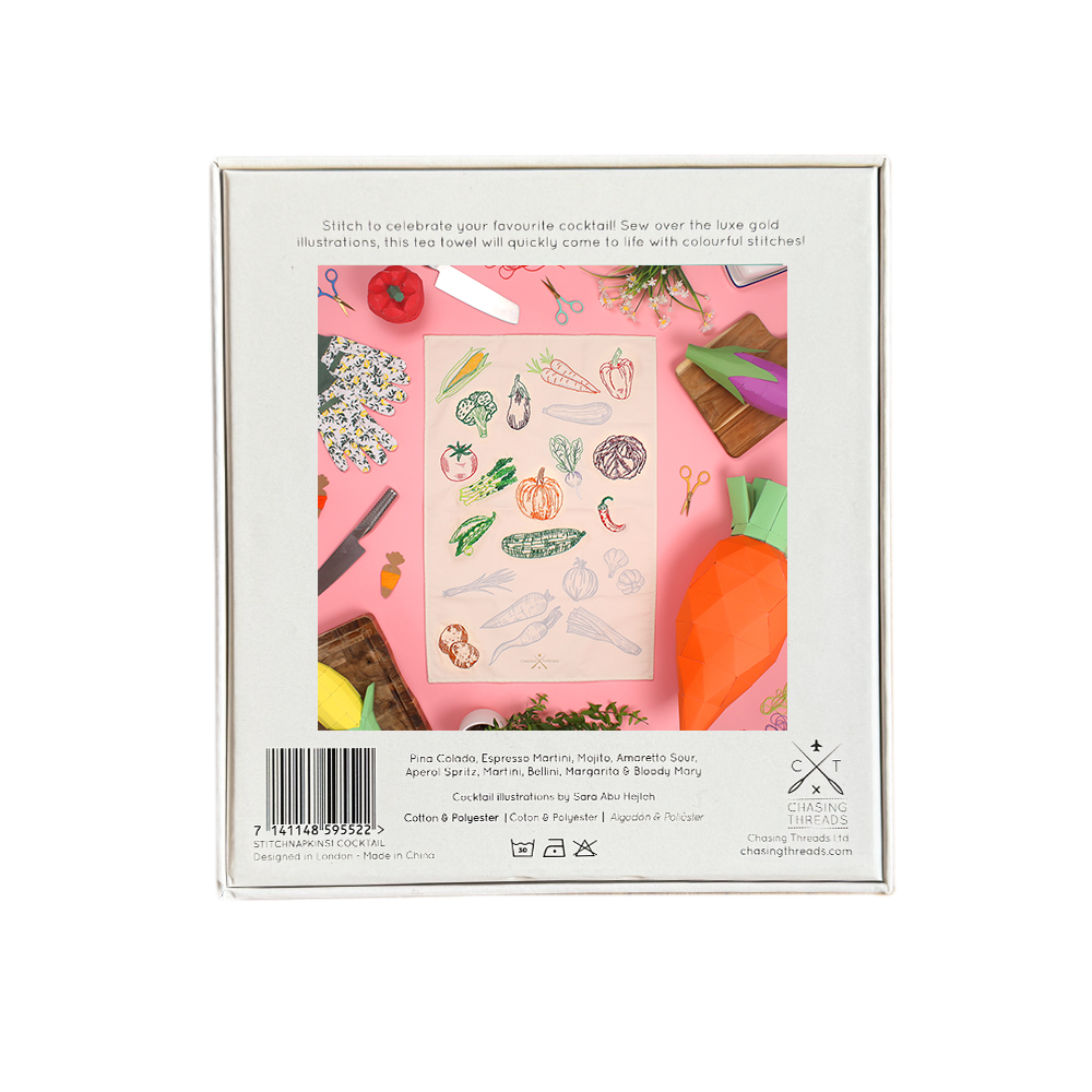 Stitch Your Vegetables Tea Towel - Embroidery Kit
