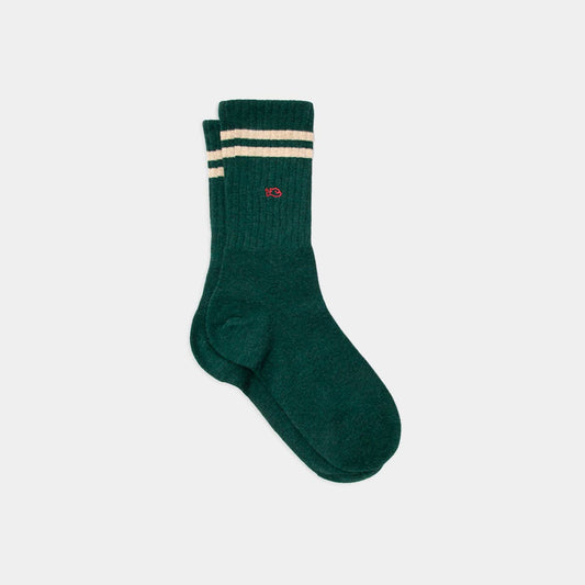 BILLYBELT Retro Socks - Green & Beige Striped