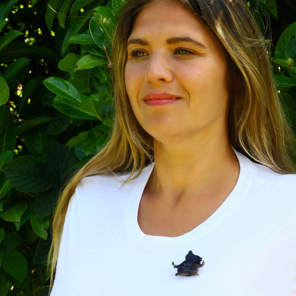 Naked Yoga Brooch - Black