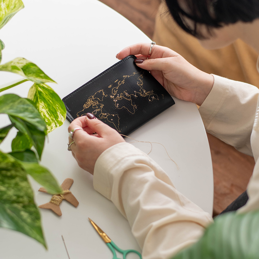 Stitch Where You've Been Passport Cover Kit - Vegan Black
