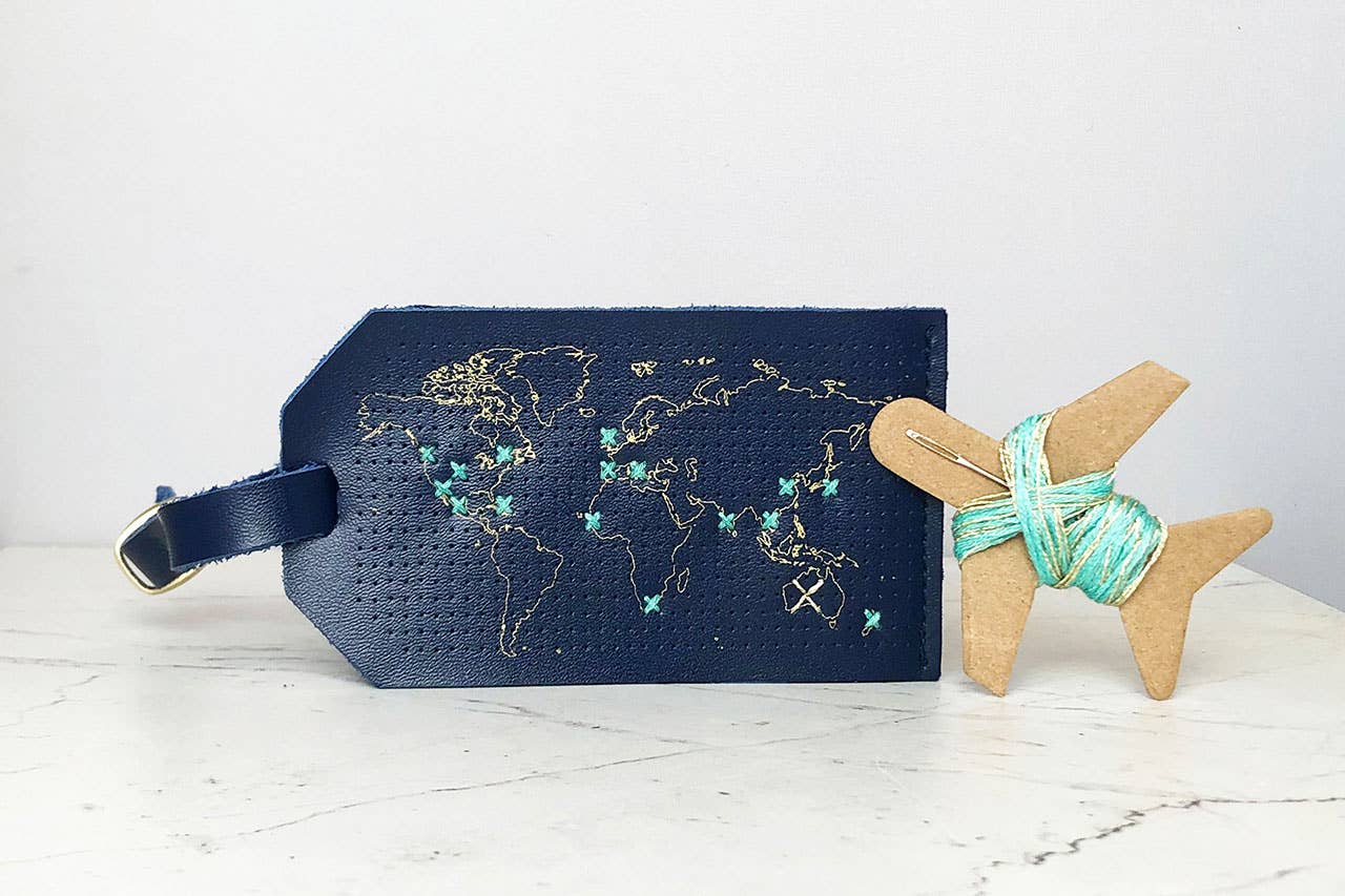 Stitch Where You've Been Luggage Tag - Navy