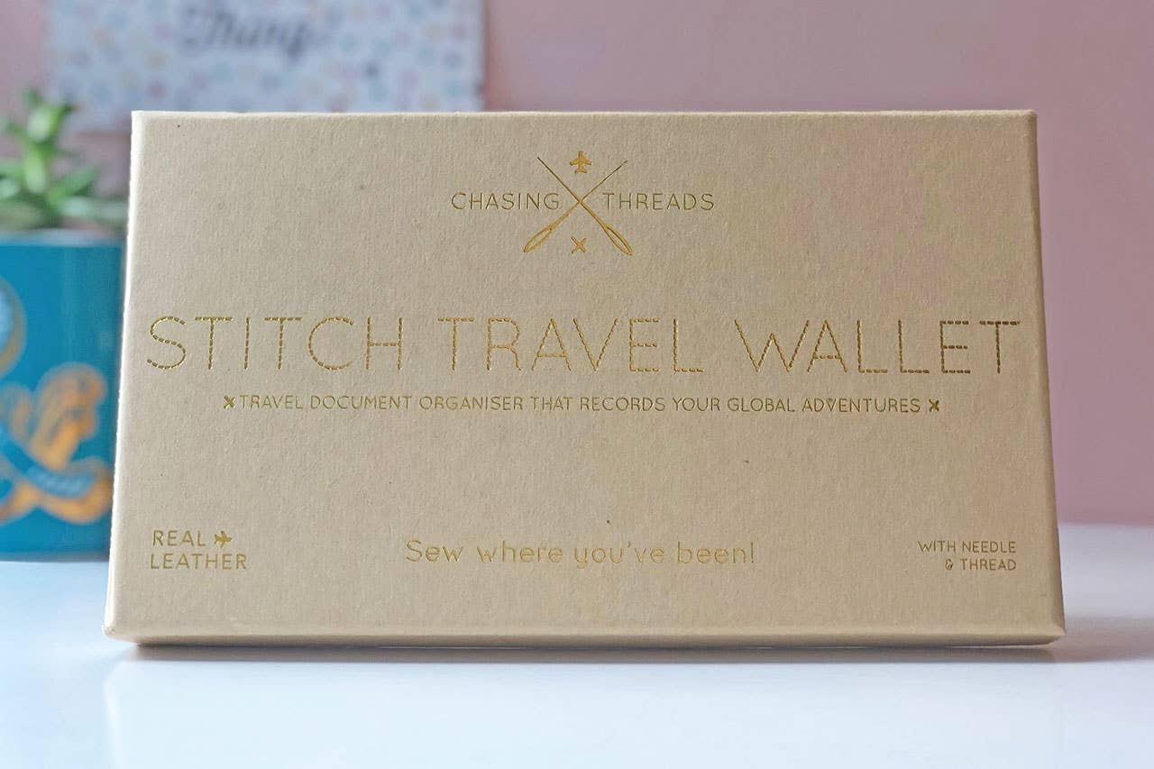 Stitch Where You've Been Travel Wallet - Navy Leather