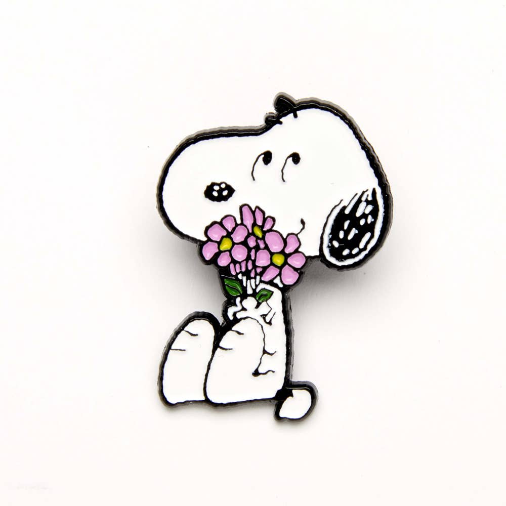 Peanuts Pin - Give Hugs - Flowers