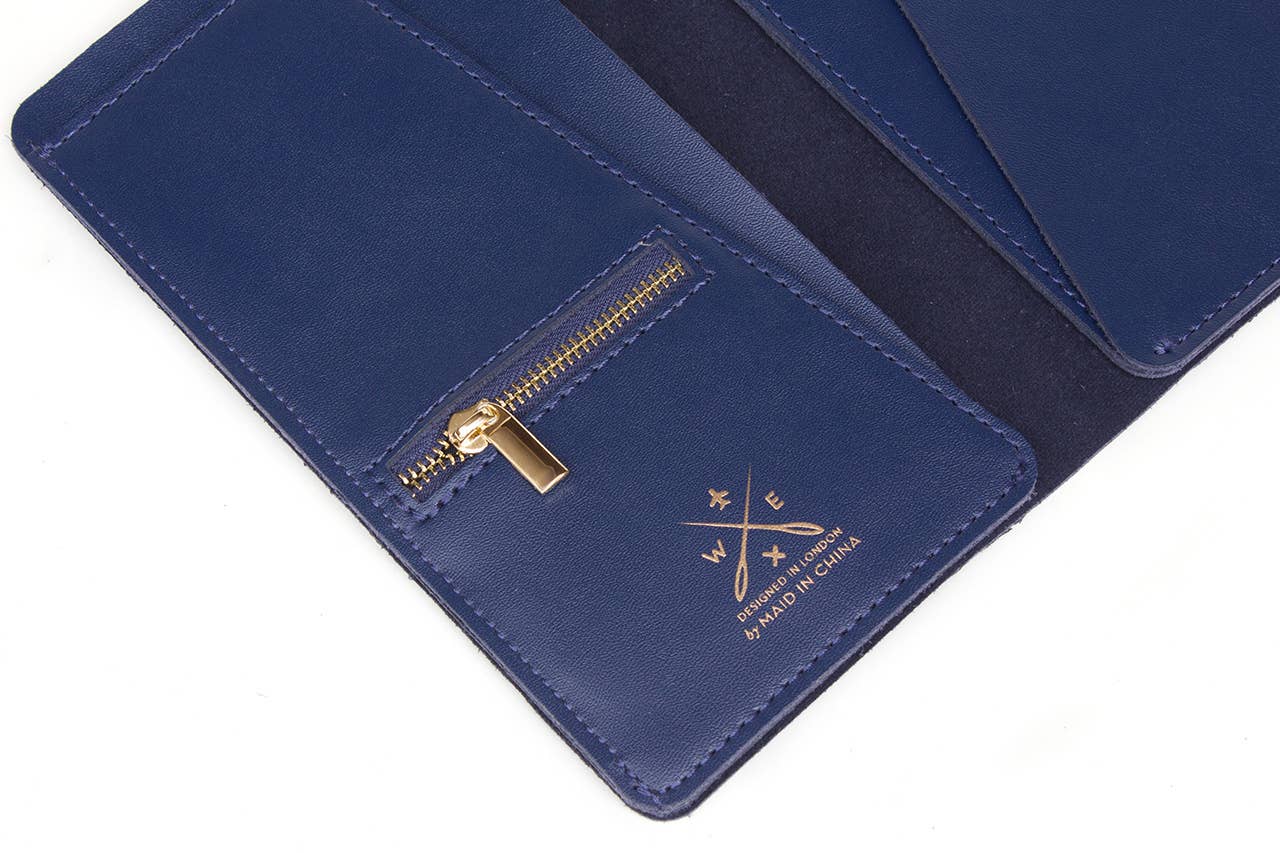 Stitch Where You've Been Travel Wallet - Navy Leather