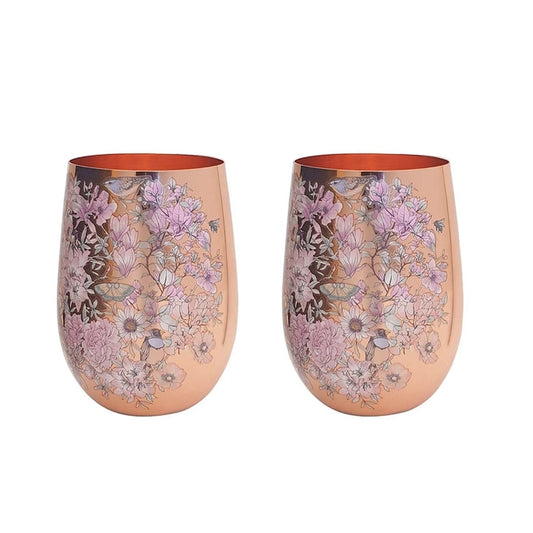 Floral Print Copper Glasses