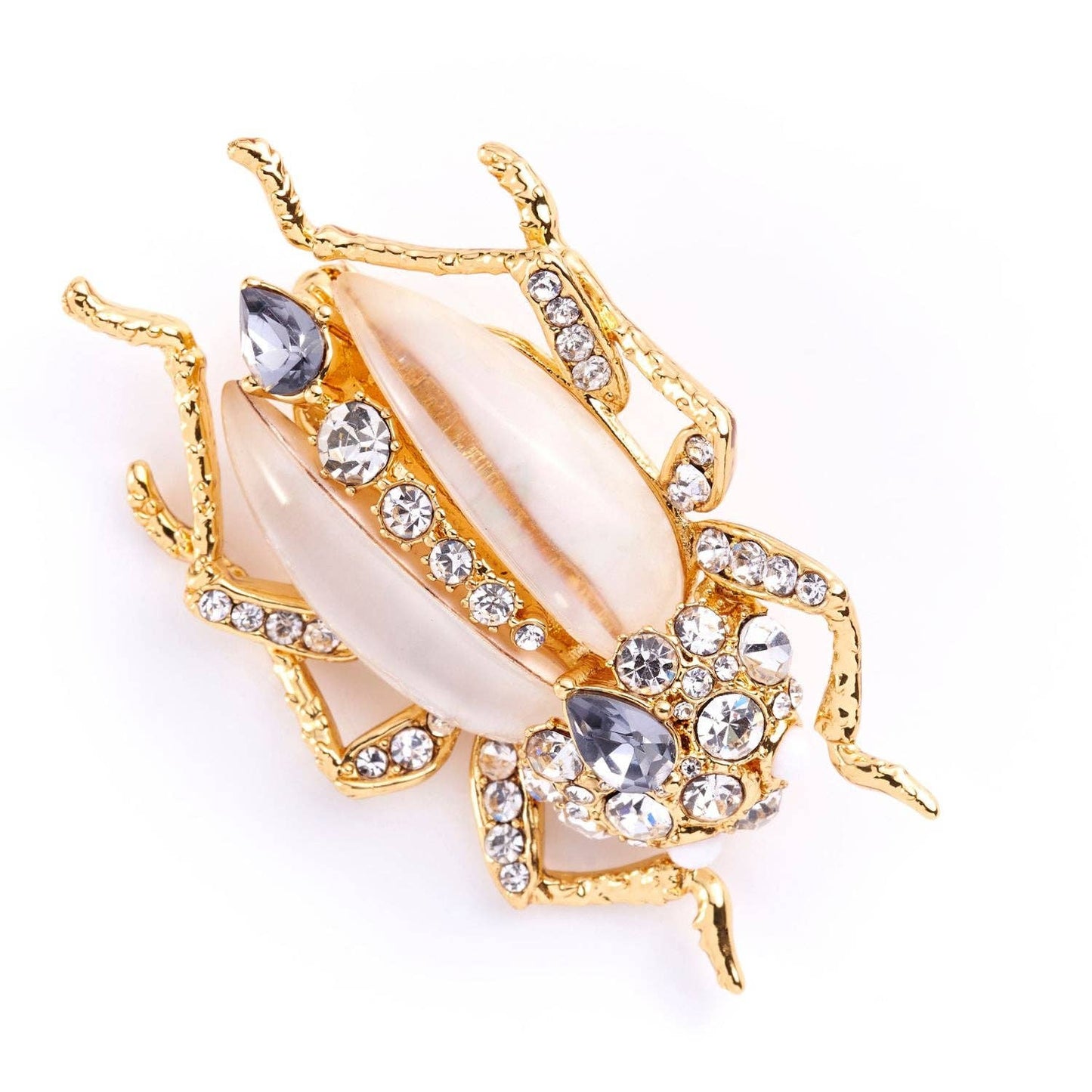 Bejewelled Beetle Brooch - White