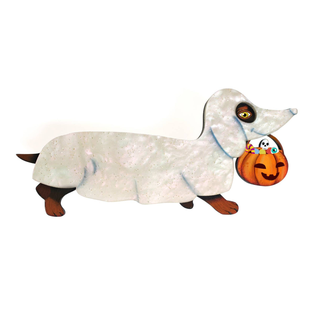Ghost Dachshund Brooch