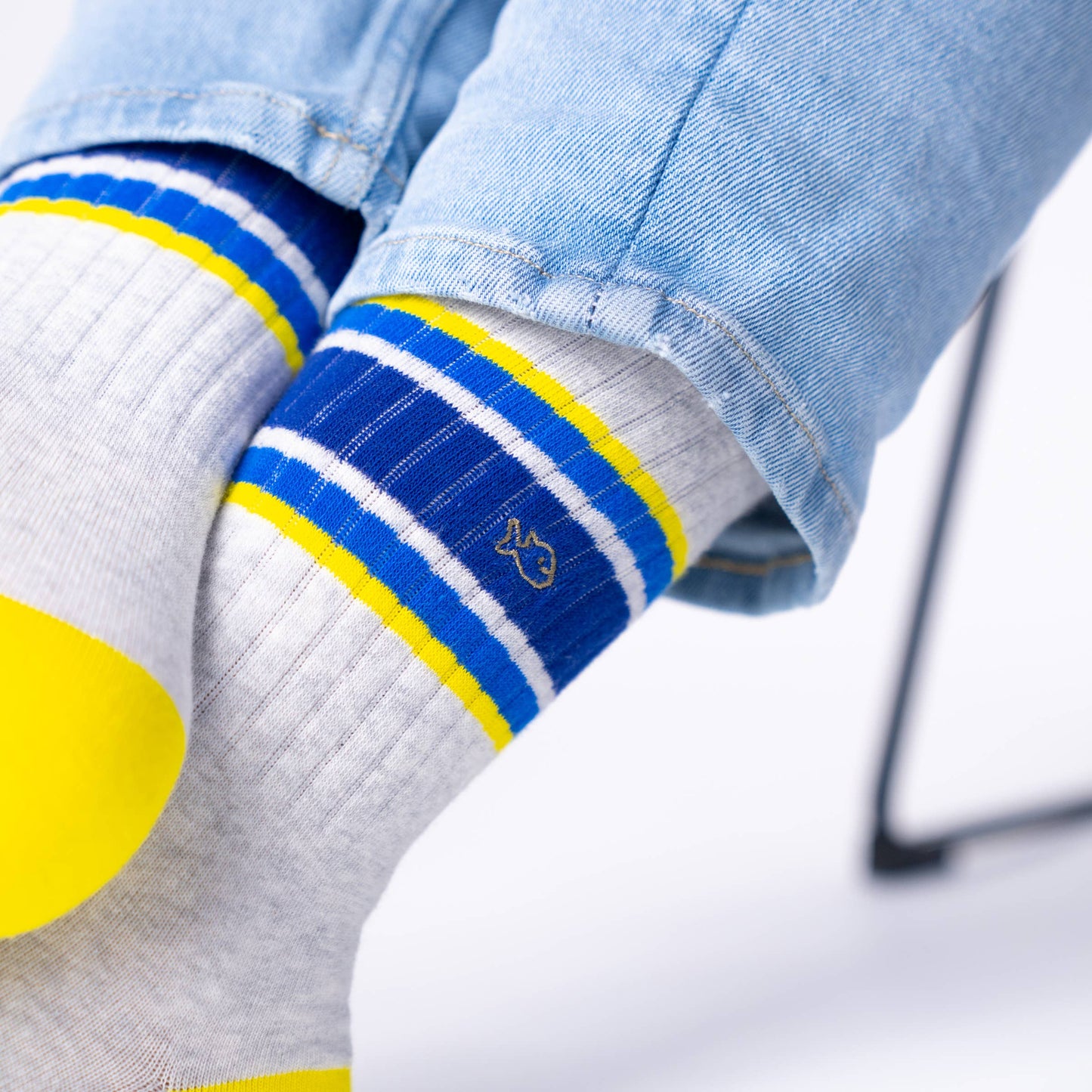 BILLYBELT Retro Socks - Grey, Blue & Yellow