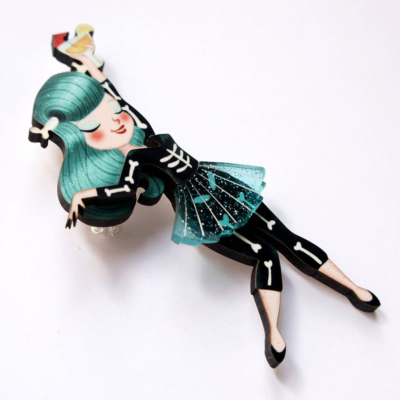 Woman Dressed as a Skeleton Brooch
