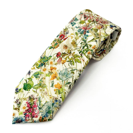 Wild Flowers Cream Cotton Tie