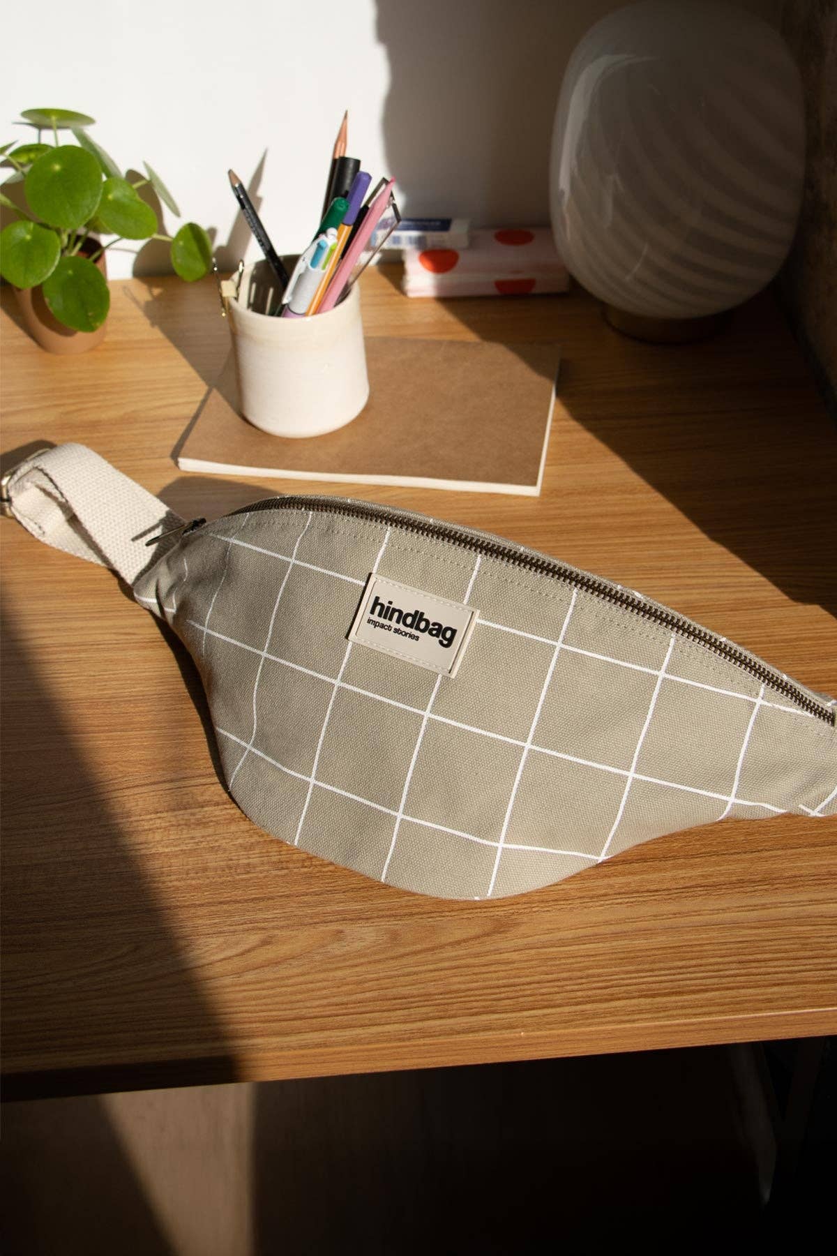 Olivia Checkered Green/White Cross Body Bag