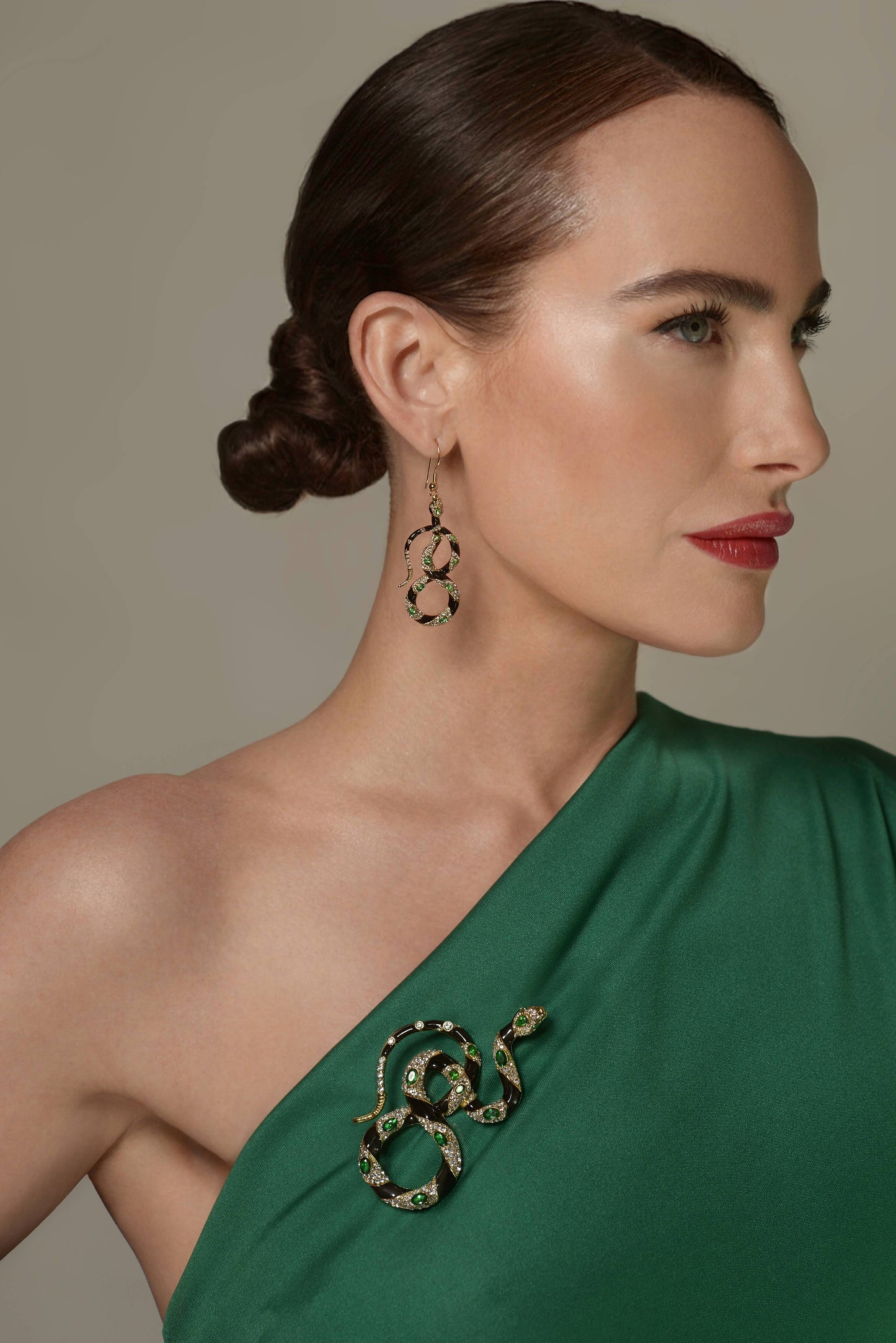 Bejewelled Snake Drop Earrings