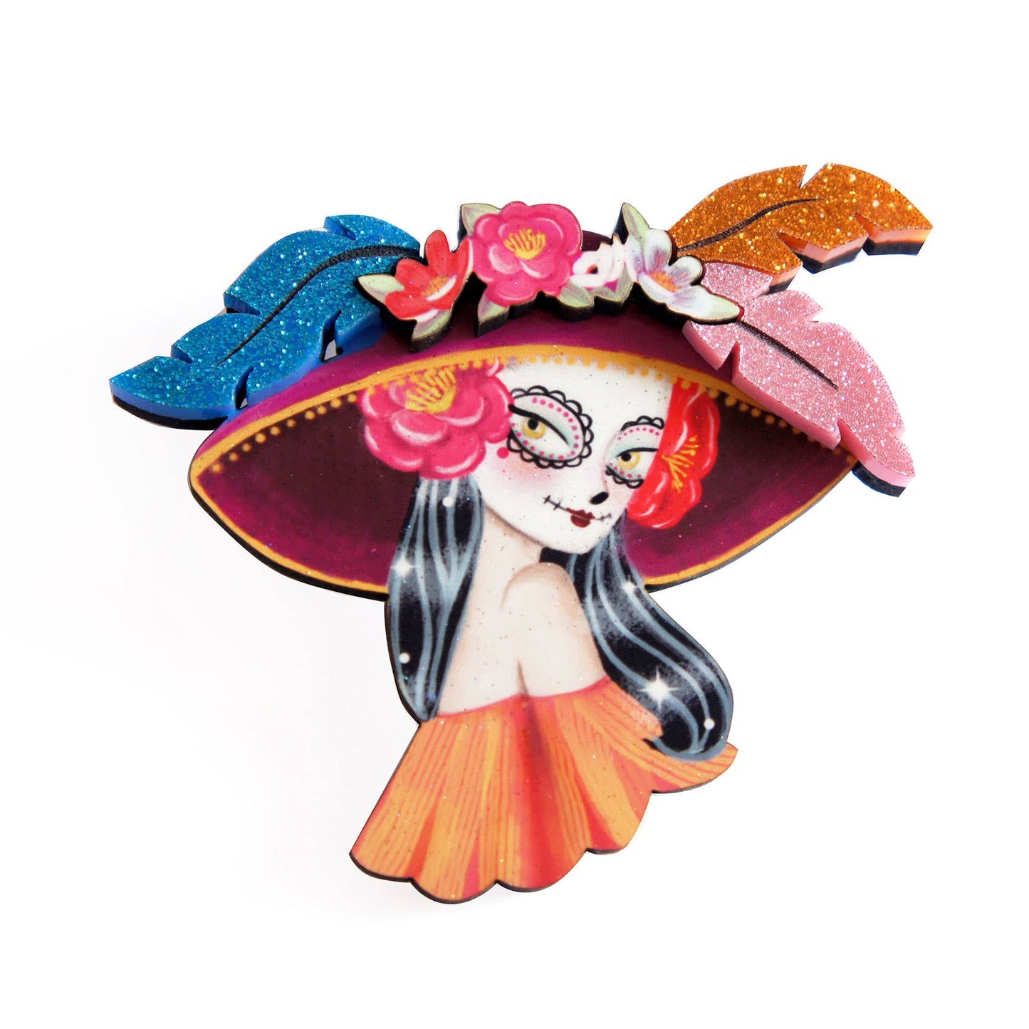 Mexican Catrina Brooch