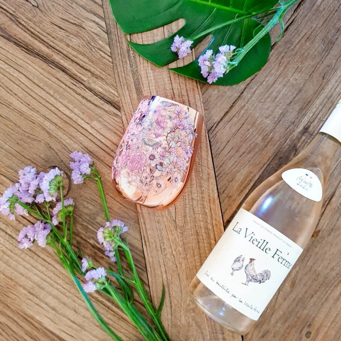 Floral Print Copper Glasses