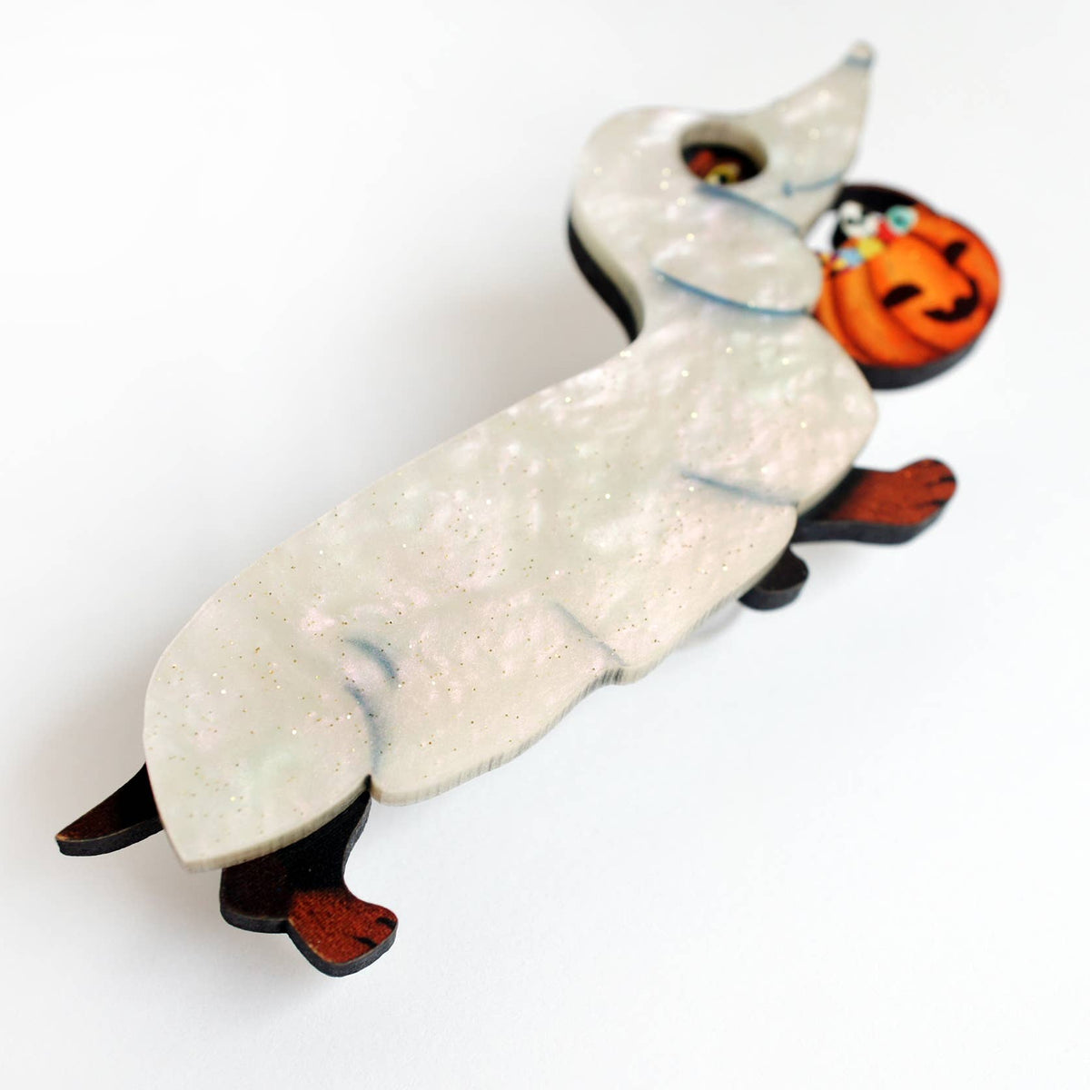 Ghost Dachshund Brooch