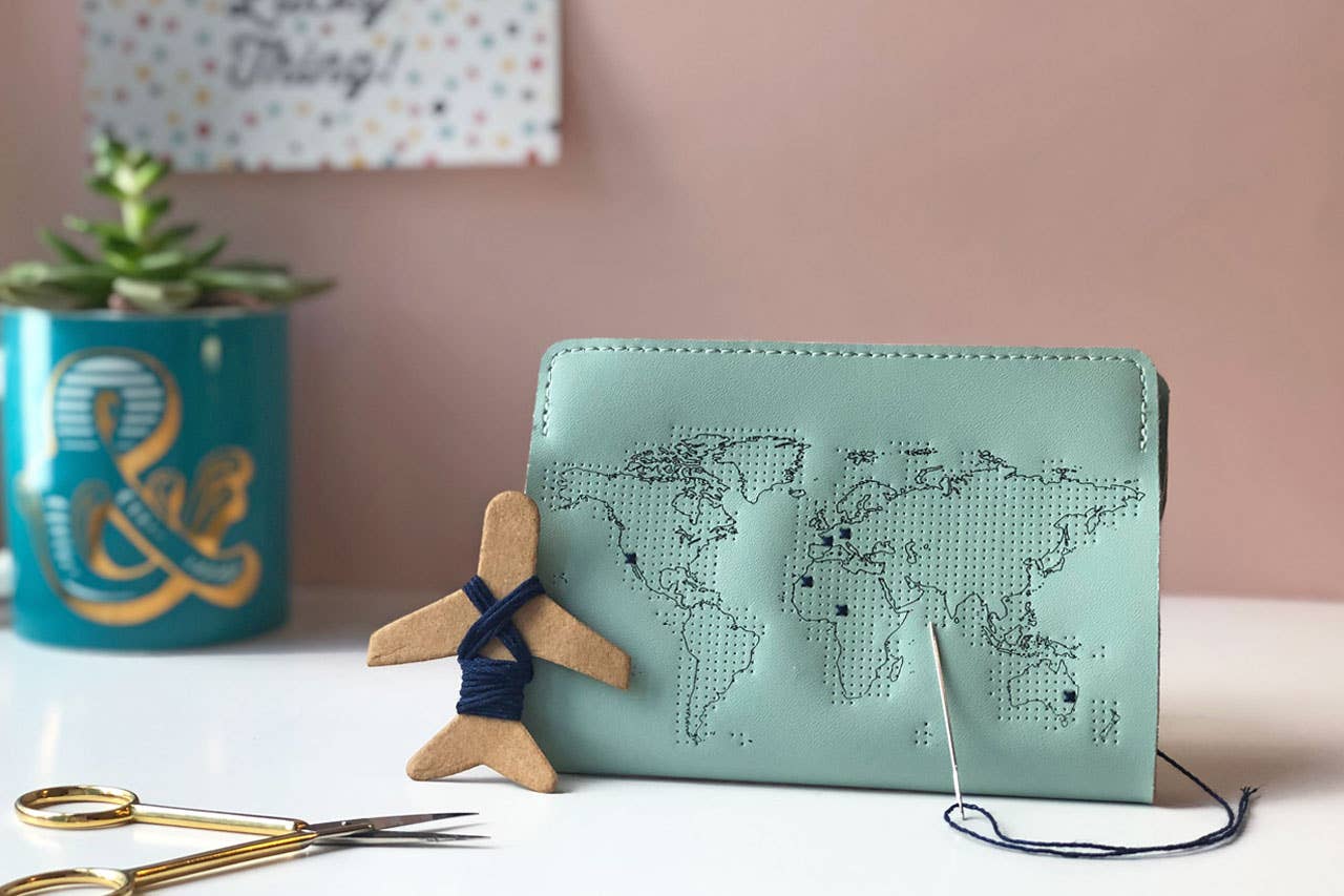 Stitch Where You've Been Passport Cover Kit - Mint Leather