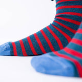 BILLYBELT Combed Cotton Socks - Navy and Red Stripes