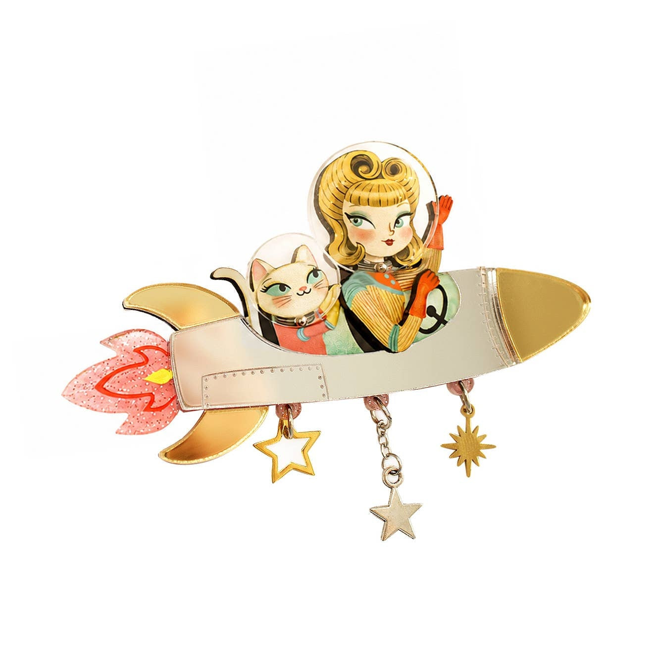 Space Rocket Brooch