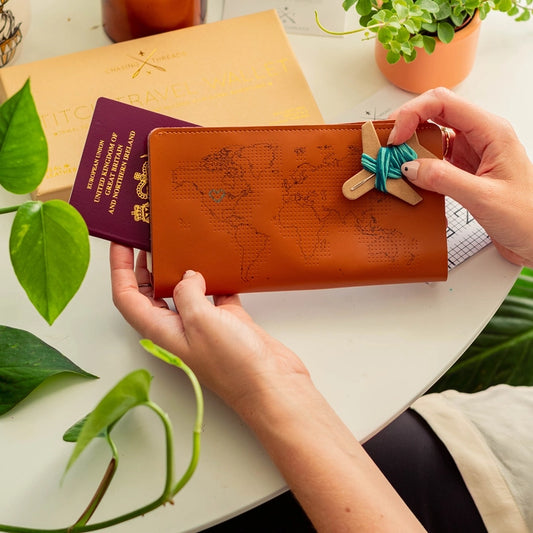 Stitch Where You'Ve Been Travel Wallet - Brown Leather