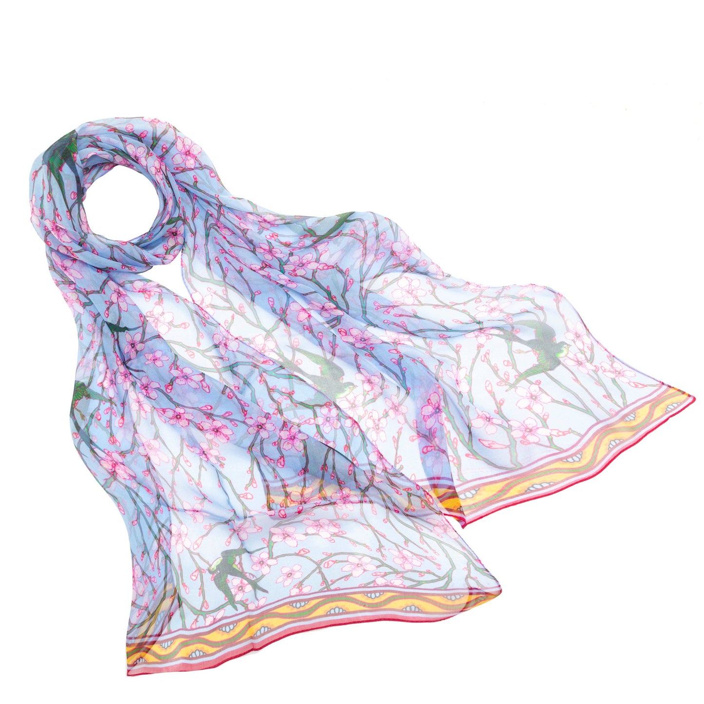 Walter Crane Blossom & Swallow Pure Silk Scarf