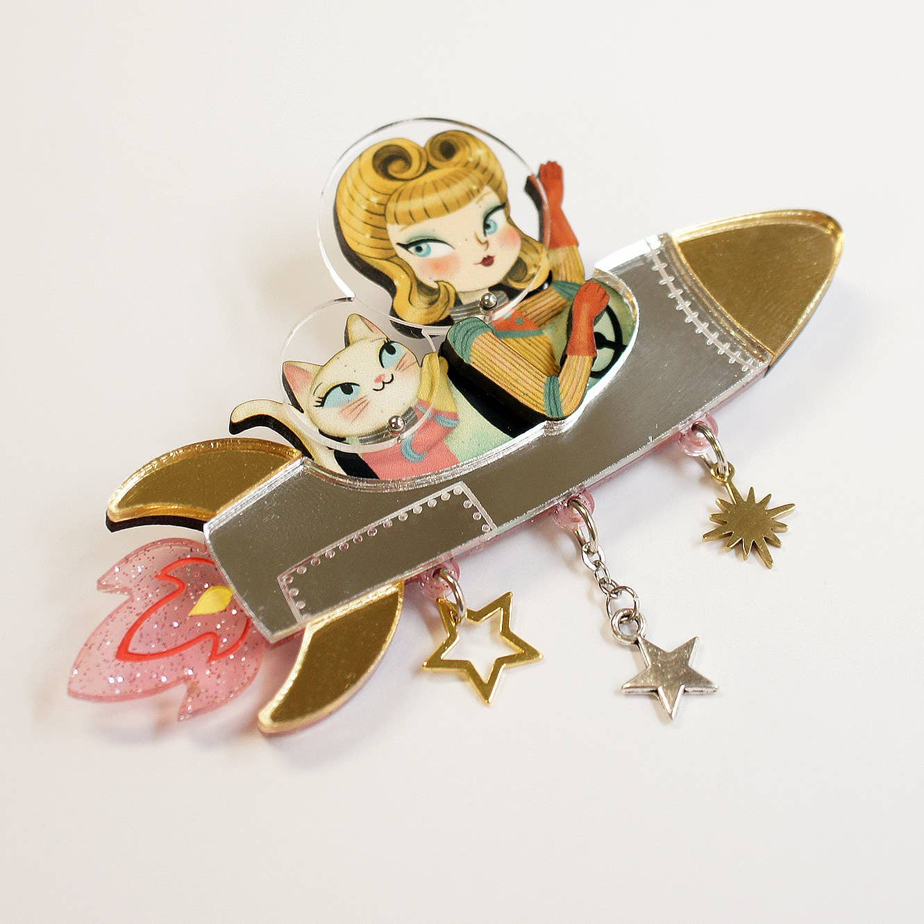 Space Rocket Brooch