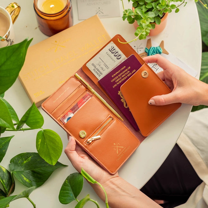 Stitch Where You'Ve Been Travel Wallet - Brown Leather
