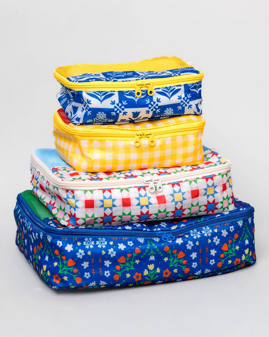 Blue Scandinavian Floral Packing Cube Set