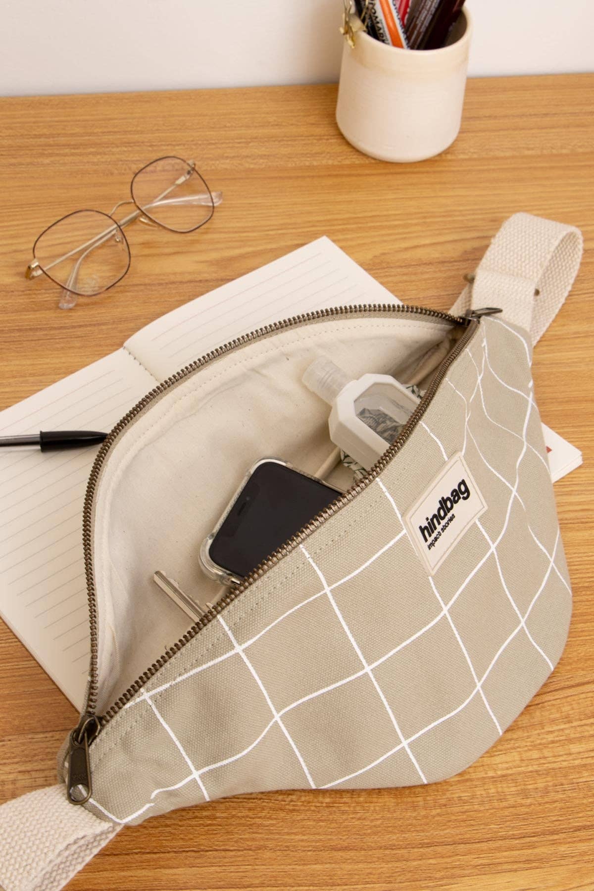 Olivia Checkered Green/White Cross Body Bag