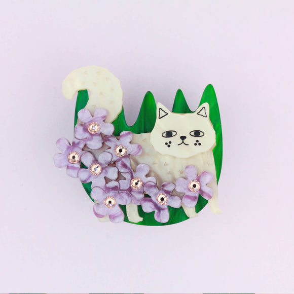 Cream Cat Brooch