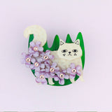 Cream Cat Brooch